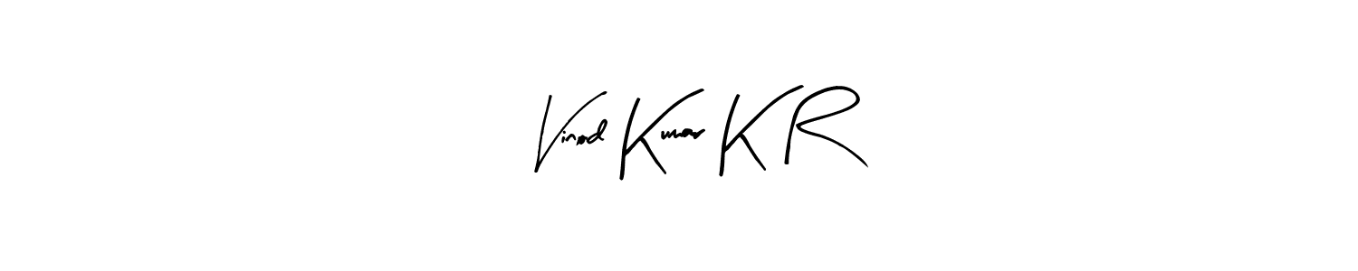 Arty Signature is a professional signature style that is perfect for those who want to add a touch of class to their signature. It is also a great choice for those who want to make their signature more unique. Get Vinod Kumar K R name to fancy signature for free. Vinod Kumar K R signature style 8 images and pictures png