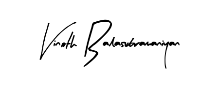 The Arty Signature font transforms the name Vinoth Balasubramaniyan into an executive sign with sharp precision and distinguished character. Vinoth Balasubramaniyan signature style 8 images and pictures png