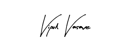 A sleek calligraphic signature for name Vipul Vasave utilizing Arty Signature styling. Great for adding personal signatures to photos and art. Vipul Vasave signature style 8 images and pictures png