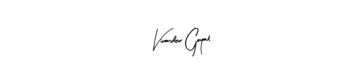 Arty Signature is a professional signature style that is perfect for those who want to add a touch of class to their signature. It is also a great choice for those who want to make their signature more unique. Get Virander Goyal name to fancy signature for free. Virander Goyal signature style 8 images and pictures png