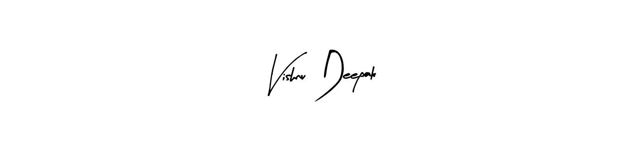Arty Signature is a professional signature style that is perfect for those who want to add a touch of class to their signature. It is also a great choice for those who want to make their signature more unique. Get Vishnu Deepak name to fancy signature for free. Vishnu Deepak signature style 8 images and pictures png