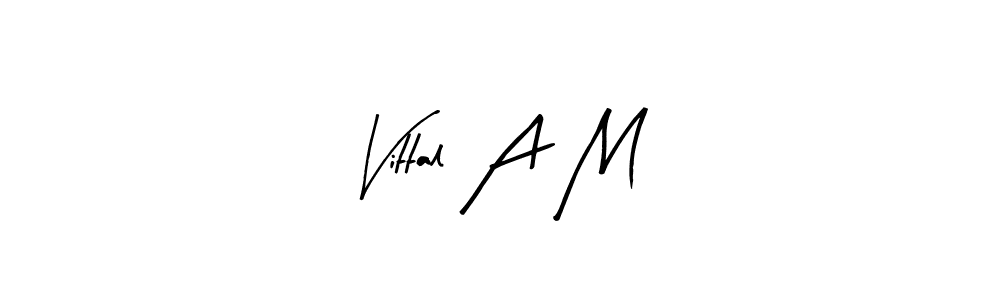 Arty Signature is a professional signature style that is perfect for those who want to add a touch of class to their signature. It is also a great choice for those who want to make their signature more unique. Get Vittal A M name to fancy signature for free. Vittal A M signature style 8 images and pictures png