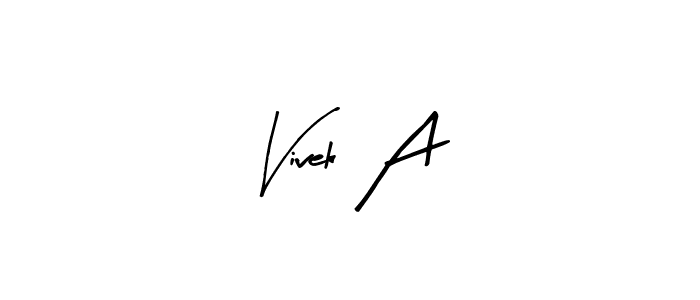 The best way (Arty Signature) to make a short signature is to pick only two or three words in your name. The name Vivek A include a total of six letters. For converting this name. Vivek A signature style 8 images and pictures png