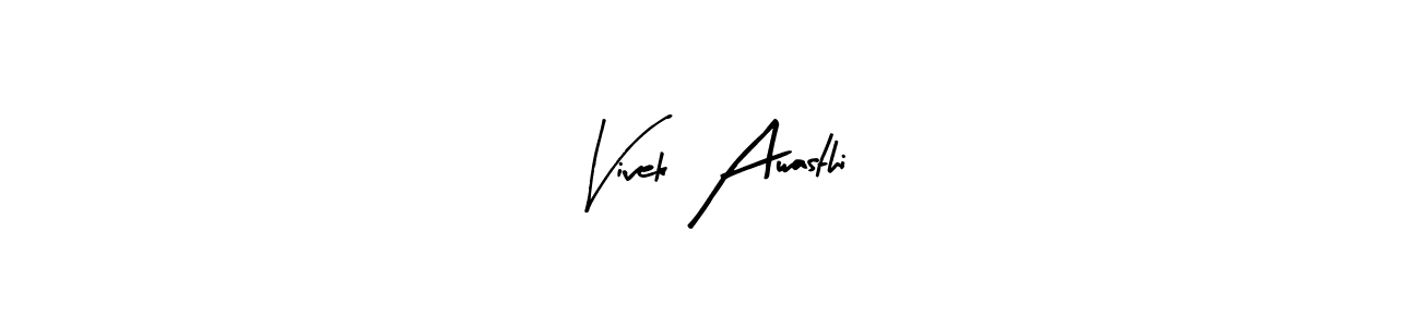 Arty Signature is a professional signature style that is perfect for those who want to add a touch of class to their signature. It is also a great choice for those who want to make their signature more unique. Get Vivek Awasthi name to fancy signature for free. Vivek Awasthi signature style 8 images and pictures png