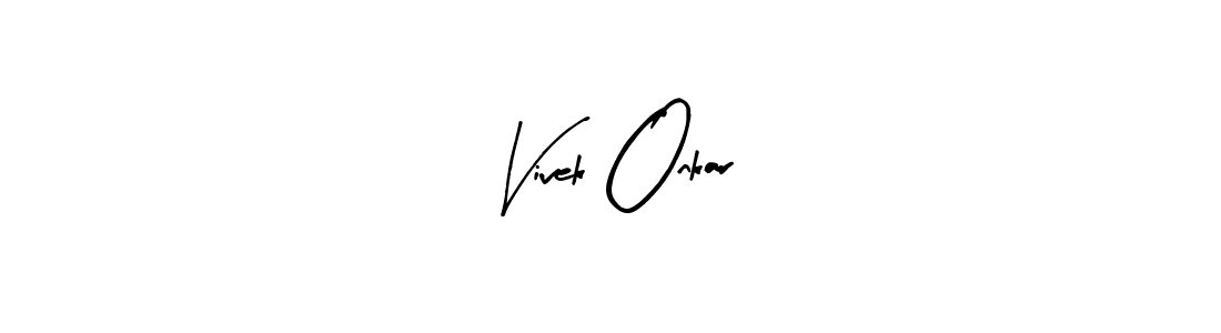 The best way (Arty Signature) to make a short signature is to pick only two or three words in your name. The name Vivek Onkar include a total of six letters. For converting this name. Vivek Onkar signature style 8 images and pictures png