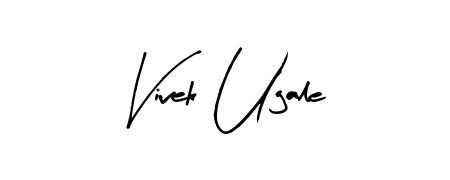A sleek calligraphic signature for name Vivek Ugale utilizing Arty Signature styling. Great for adding personal signatures to photos and art. Vivek Ugale signature style 8 images and pictures png