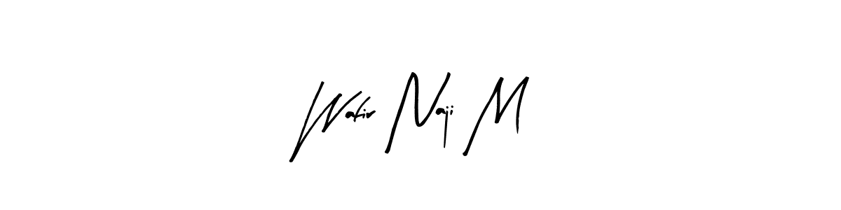 Create a beautiful signature design for name Wafir Naji M. With this signature (Arty Signature) fonts, you can make a handwritten signature for free. Wafir Naji M signature style 8 images and pictures png