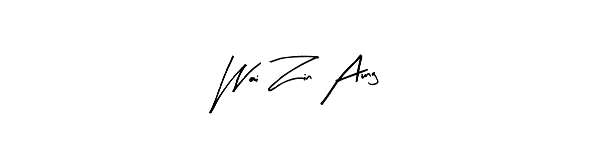 Arty Signature is a professional signature style that is perfect for those who want to add a touch of class to their signature. It is also a great choice for those who want to make their signature more unique. Get Wai Zin Aung name to fancy signature for free. Wai Zin Aung signature style 8 images and pictures png