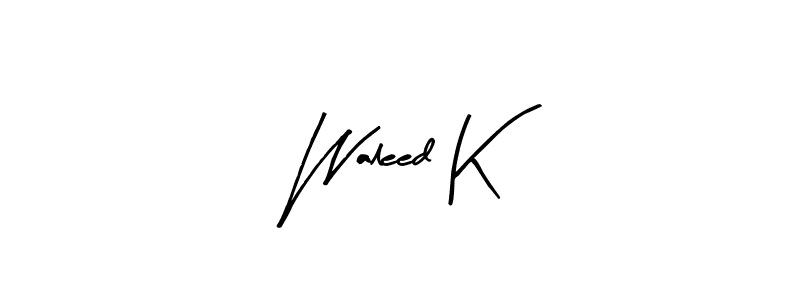 if you are searching for the best signature style for your name Waleed K. so please give up your signature search. here we have designed multiple signature styles  using Arty Signature. Waleed K signature style 8 images and pictures png
