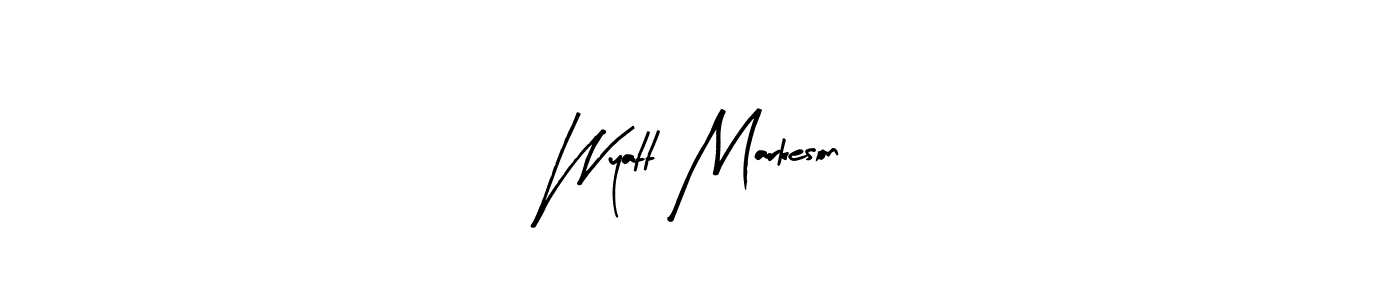 Create a beautiful signature design for name Wyatt Markeson. With this signature (Arty Signature) fonts, you can make a handwritten signature for free. Wyatt Markeson signature style 8 images and pictures png