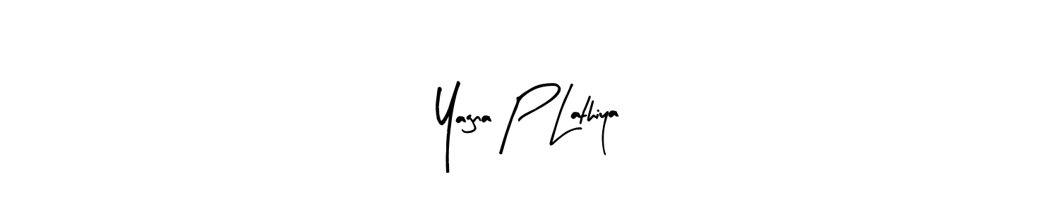 How to make Yagna P Lathiya name signature. Use Arty Signature style for creating short signs online. This is the latest handwritten sign. Yagna P Lathiya signature style 8 images and pictures png