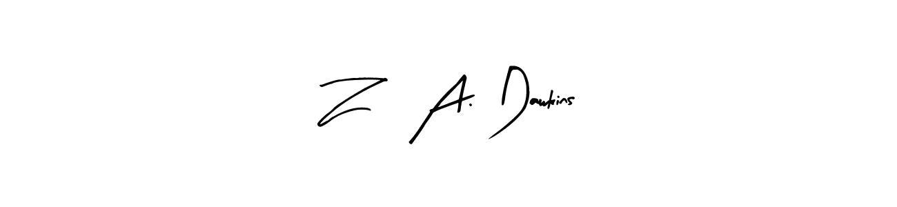 How to make Z, A. Dawkins name signature. Use Arty Signature style for creating short signs online. This is the latest handwritten sign. Z, A. Dawkins signature style 8 images and pictures png