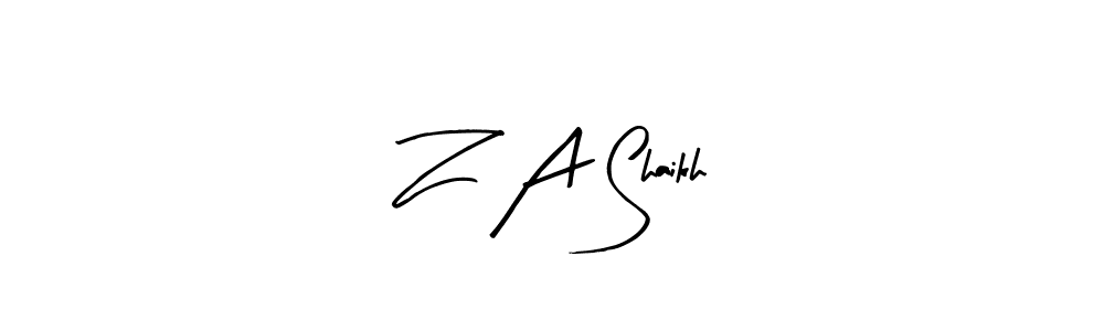 The best way (Arty Signature) to make a short signature is to pick only two or three words in your name. The name Z A Shaikh include a total of six letters. For converting this name. Z A Shaikh signature style 8 images and pictures png