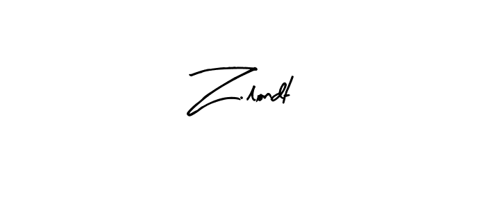 The best way (Arty Signature) to make a short signature is to pick only two or three words in your name. The name Z.londt include a total of six letters. For converting this name. Z.londt signature style 8 images and pictures png