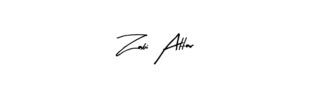 Similarly Arty Signature is the best handwritten signature design. Signature creator online .You can use it as an online autograph creator for name Zabi Attar. Zabi Attar signature style 8 images and pictures png