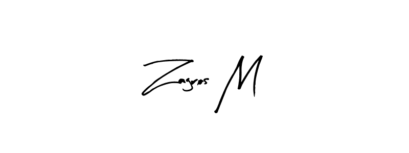 if you are searching for the best signature style for your name Zagros M. so please give up your signature search. here we have designed multiple signature styles  using Arty Signature. Zagros M signature style 8 images and pictures png