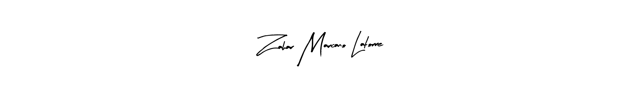 Arty Signature is a professional signature style that is perfect for those who want to add a touch of class to their signature. It is also a great choice for those who want to make their signature more unique. Get Zahar Marcano Latorre name to fancy signature for free. Zahar Marcano Latorre signature style 8 images and pictures png