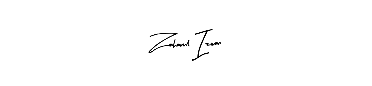 The best way (Arty Signature) to make a short signature is to pick only two or three words in your name. The name Zaharul Izwan include a total of six letters. For converting this name. Zaharul Izwan signature style 8 images and pictures png