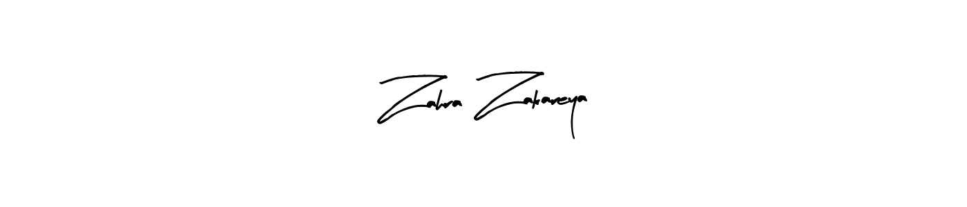 How to make Zahra Zakareya name signature. Use Arty Signature style for creating short signs online. This is the latest handwritten sign. Zahra Zakareya signature style 8 images and pictures png