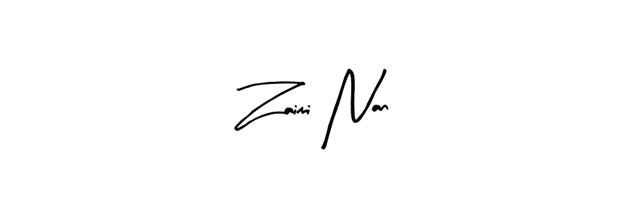 The best way (Arty Signature) to make a short signature is to pick only two or three words in your name. The name Zaimi Nan include a total of six letters. For converting this name. Zaimi Nan signature style 8 images and pictures png