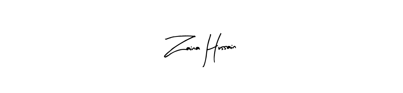 How to make Zaina Hussain name signature. Use Arty Signature style for creating short signs online. This is the latest handwritten sign. Zaina Hussain signature style 8 images and pictures png