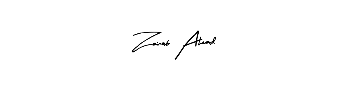 Zainab Ahmad stylish signature style. Best Handwritten Sign (Arty Signature) for my name. Handwritten Signature Collection Ideas for my name Zainab Ahmad. Zainab Ahmad signature style 8 images and pictures png