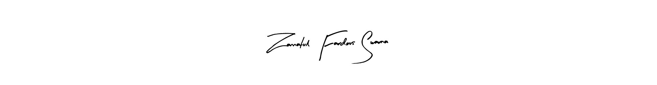 Arty Signature is a professional signature style that is perfect for those who want to add a touch of class to their signature. It is also a great choice for those who want to make their signature more unique. Get Zannatul Fardous Swarna name to fancy signature for free. Zannatul Fardous Swarna signature style 8 images and pictures png