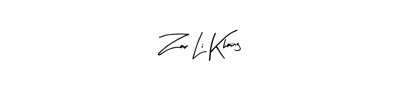 Use a signature maker to create a handwritten signature online. With this signature software, you can design (Arty Signature) your own signature for name Zar Li Khaing. Zar Li Khaing signature style 8 images and pictures png