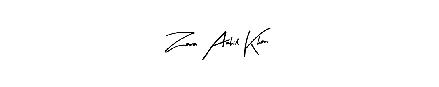 Design your own signature with our free online signature maker. With this signature software, you can create a handwritten (Arty Signature) signature for name Zara Aahil Khan. Zara Aahil Khan signature style 8 images and pictures png