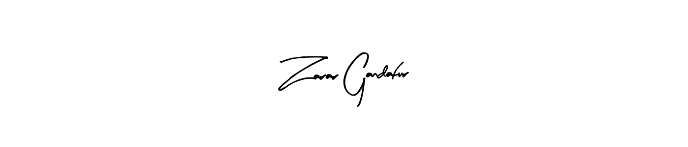 if you are searching for the best signature style for your name Zarar Gandafur. so please give up your signature search. here we have designed multiple signature styles  using Arty Signature. Zarar Gandafur signature style 8 images and pictures png
