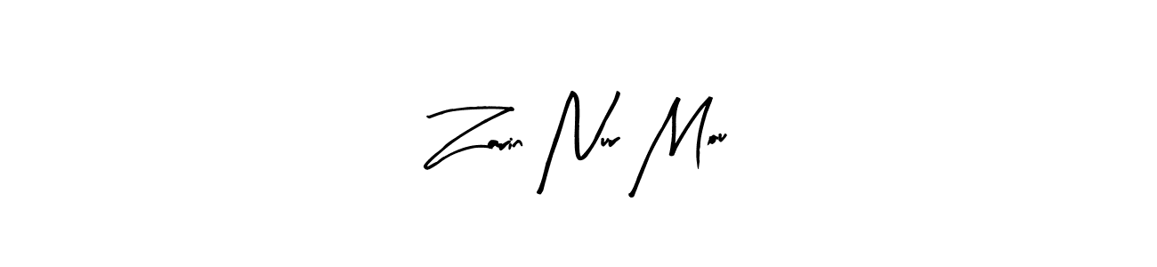 The best way (Arty Signature) to make a short signature is to pick only two or three words in your name. The name Zarin Nur Mou include a total of six letters. For converting this name. Zarin Nur Mou signature style 8 images and pictures png