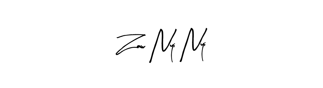 How to make Zaw Nyi Nyi name signature. Use Arty Signature style for creating short signs online. This is the latest handwritten sign. Zaw Nyi Nyi signature style 8 images and pictures png