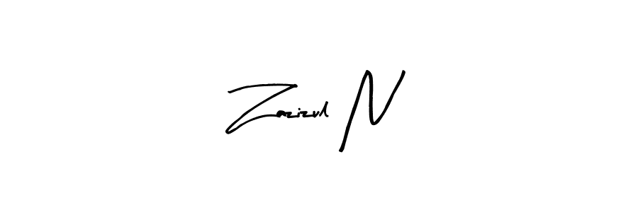 Design your own signature with our free online signature maker. With this signature software, you can create a handwritten (Arty Signature) signature for name Zazizul N. Zazizul N signature style 8 images and pictures png