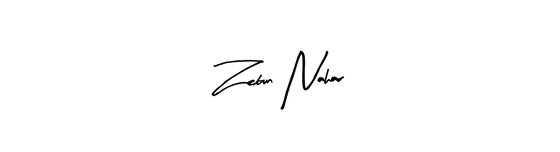 Arty Signature is a professional signature style that is perfect for those who want to add a touch of class to their signature. It is also a great choice for those who want to make their signature more unique. Get Zebun Nahar name to fancy signature for free. Zebun Nahar signature style 8 images and pictures png