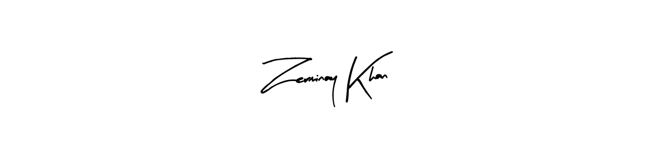 Similarly Arty Signature is the best handwritten signature design. Signature creator online .You can use it as an online autograph creator for name Zerminay Khan. Zerminay Khan signature style 8 images and pictures png