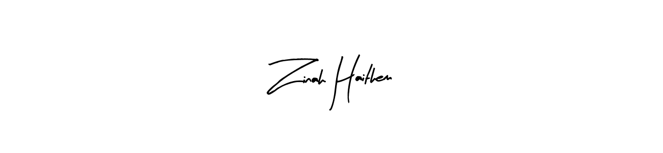 Make a beautiful signature design for name Zinah Haithem. With this signature (Arty Signature) style, you can create a handwritten signature for free. Zinah Haithem signature style 8 images and pictures png