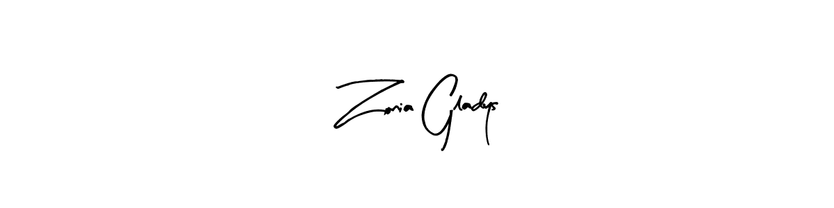How to make Zonia Gladys name signature. Use Arty Signature style for creating short signs online. This is the latest handwritten sign. Zonia Gladys signature style 8 images and pictures png