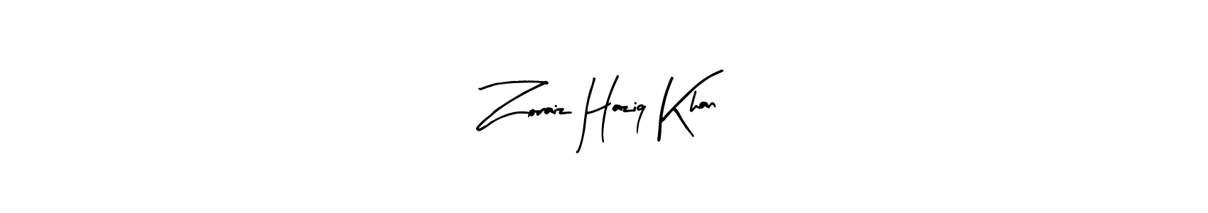 How to make Zoraiz Haziq Khan name signature. Use Arty Signature style for creating short signs online. This is the latest handwritten sign. Zoraiz Haziq Khan signature style 8 images and pictures png