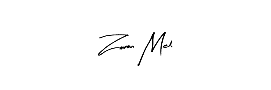 Arty Signature is a professional signature style that is perfect for those who want to add a touch of class to their signature. It is also a great choice for those who want to make their signature more unique. Get Zoran Mel name to fancy signature for free. Zoran Mel signature style 8 images and pictures png