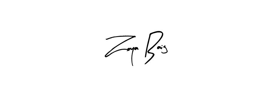 How to make Zoya Baig name signature. Use Arty Signature style for creating short signs online. This is the latest handwritten sign. Zoya Baig signature style 8 images and pictures png