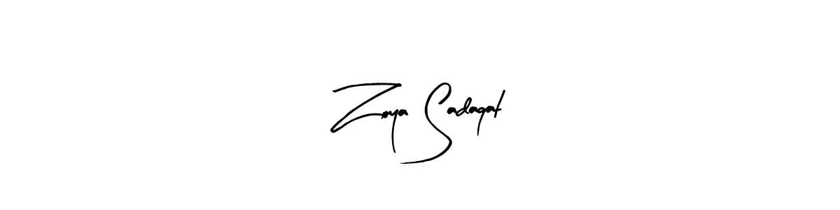 Make a beautiful signature design for name Zoya Sadaqat. With this signature (Arty Signature) style, you can create a handwritten signature for free. Zoya Sadaqat signature style 8 images and pictures png