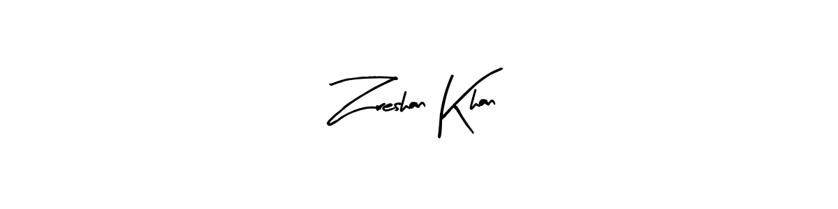 Create a beautiful signature design for name Zreshan Khan. With this signature (Arty Signature) fonts, you can make a handwritten signature for free. Zreshan Khan signature style 8 images and pictures png