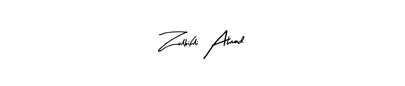 Make a beautiful signature design for name Zulkifli Ahmad. With this signature (Arty Signature) style, you can create a handwritten signature for free. Zulkifli Ahmad signature style 8 images and pictures png
