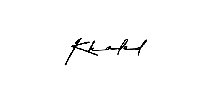 How to make  Khaled name signature. Use Asem Kandis PERSONAL USE style for creating short signs online. This is the latest handwritten sign.  Khaled signature style 9 images and pictures png