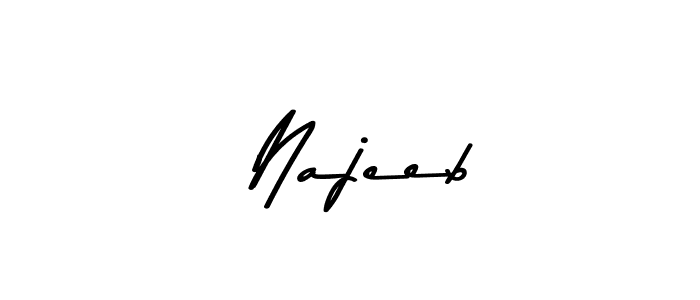 How to make  Najeeb name signature. Use Asem Kandis PERSONAL USE style for creating short signs online. This is the latest handwritten sign.  Najeeb signature style 9 images and pictures png