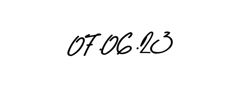 How to make 07.06.23 name signature. Use Asem Kandis PERSONAL USE style for creating short signs online. This is the latest handwritten sign. 07.06.23 signature style 9 images and pictures png