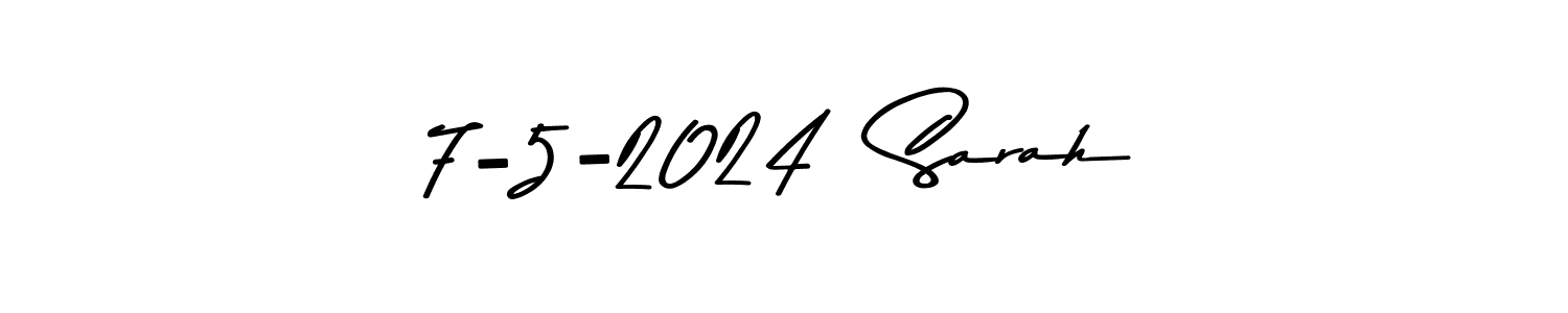 The best way (Asem Kandis PERSONAL USE) to make a short signature is to pick only two or three words in your name. The name 7-5-2024  Sarah include a total of six letters. For converting this name. 7-5-2024  Sarah signature style 9 images and pictures png
