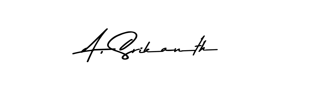 Create a beautiful signature design for name A, Srikanth. With this signature (Asem Kandis PERSONAL USE) fonts, you can make a handwritten signature for free. A, Srikanth signature style 9 images and pictures png