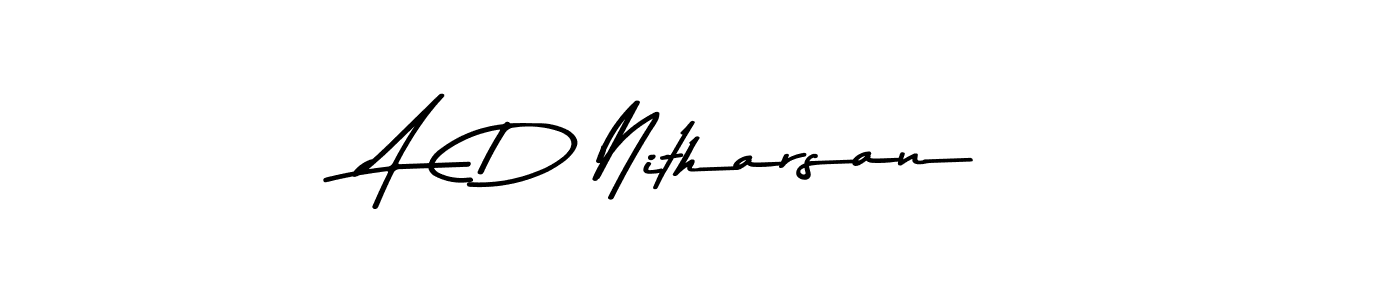 How to make A  D Nitharsan name signature. Use Asem Kandis PERSONAL USE style for creating short signs online. This is the latest handwritten sign. A  D Nitharsan signature style 9 images and pictures png