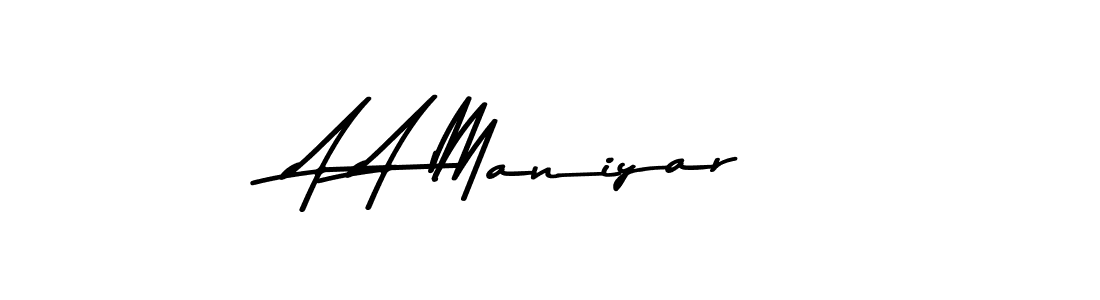 Also You can easily find your signature by using the search form. We will create A A Maniyar name handwritten signature images for you free of cost using Asem Kandis PERSONAL USE sign style. A A Maniyar signature style 9 images and pictures png